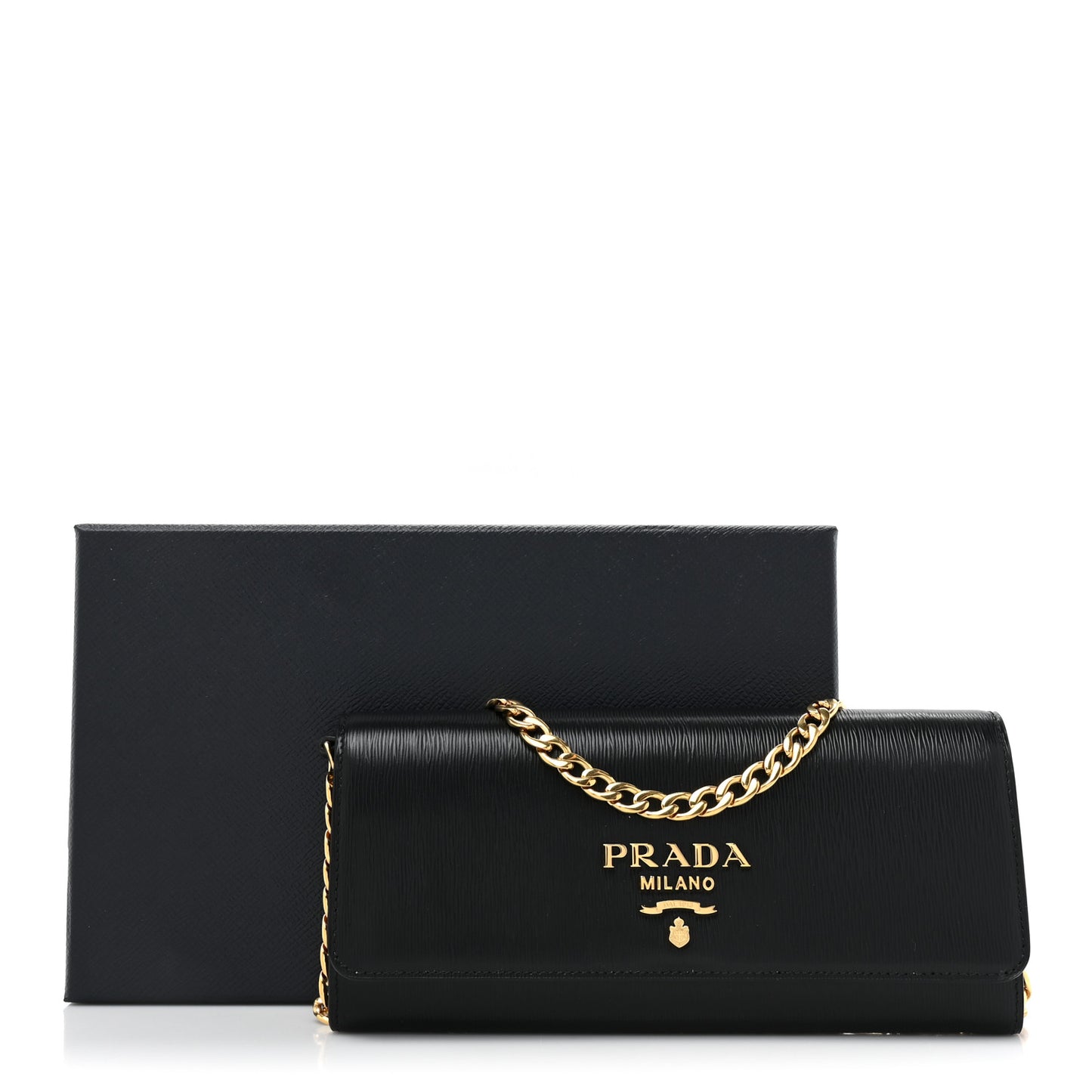 Vitello Move Metal Oro Chain Wallet Black