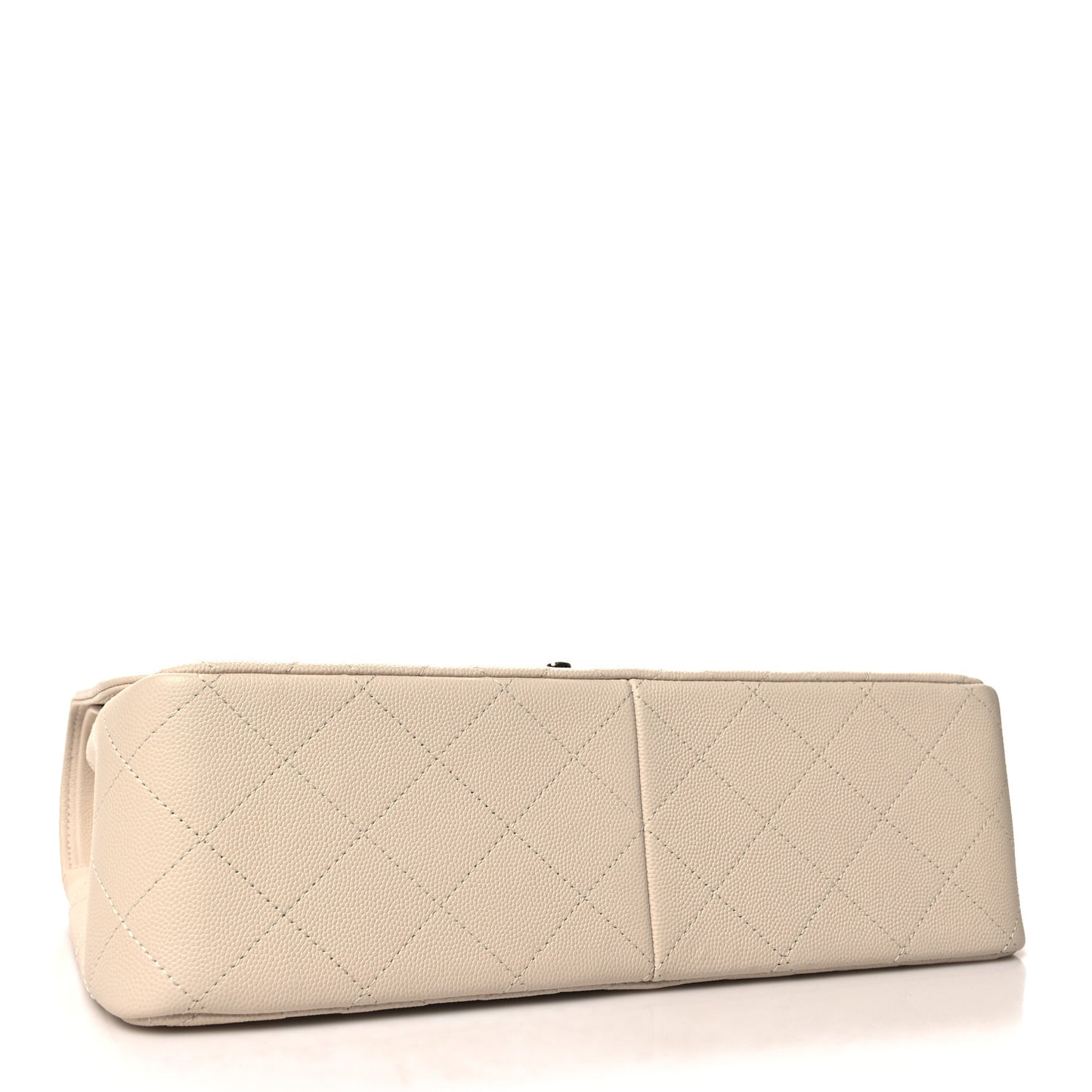 Caviar Quilted Jumbo Double Flap Light Beige