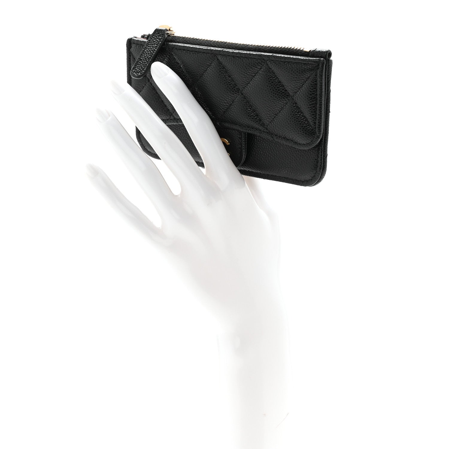 Chanel Caviar Quilted Flap Zip Card Holder Black 2 of 8