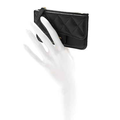 Chanel Caviar Quilted Flap Zip Card Holder Black 2 of 8