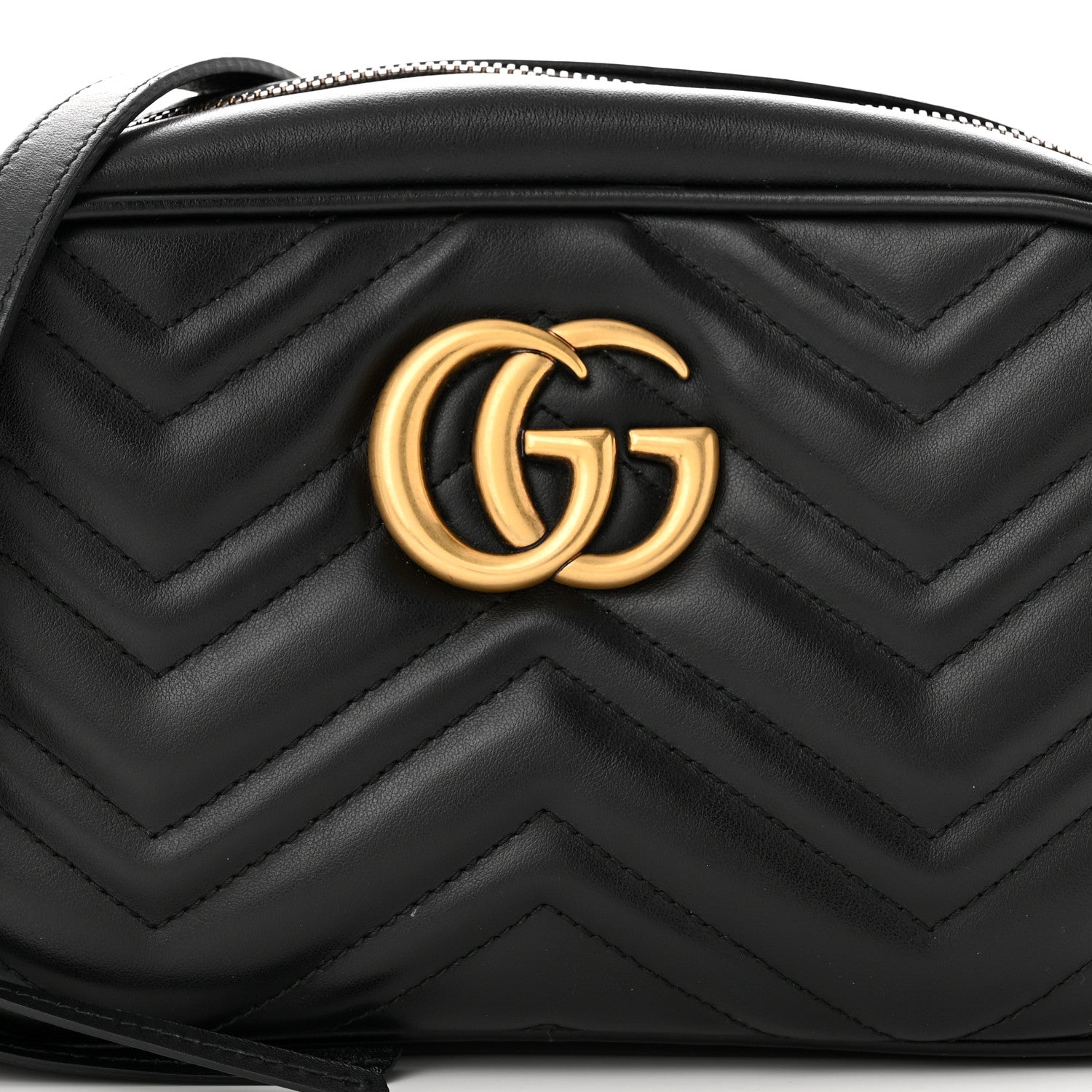Gucci Calfskin Matelasse Small GG Marmont Chain Shoulder Bag Black 8 of 11