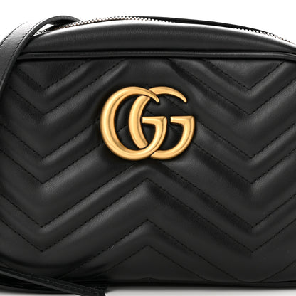 Gucci Calfskin Matelasse Small GG Marmont Chain Shoulder Bag Black 8 of 11