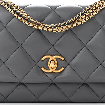 Chanel Shiny Lambskin Quilted Multi Stand Flap Grey 8 of 11