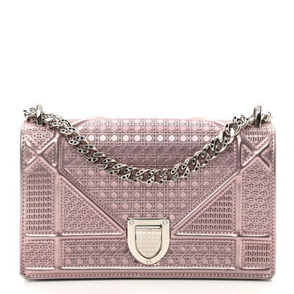 Christian Dior Metallic Patent Micro-Cannage Mini Diorama Flap Bag Pink 1 of 8