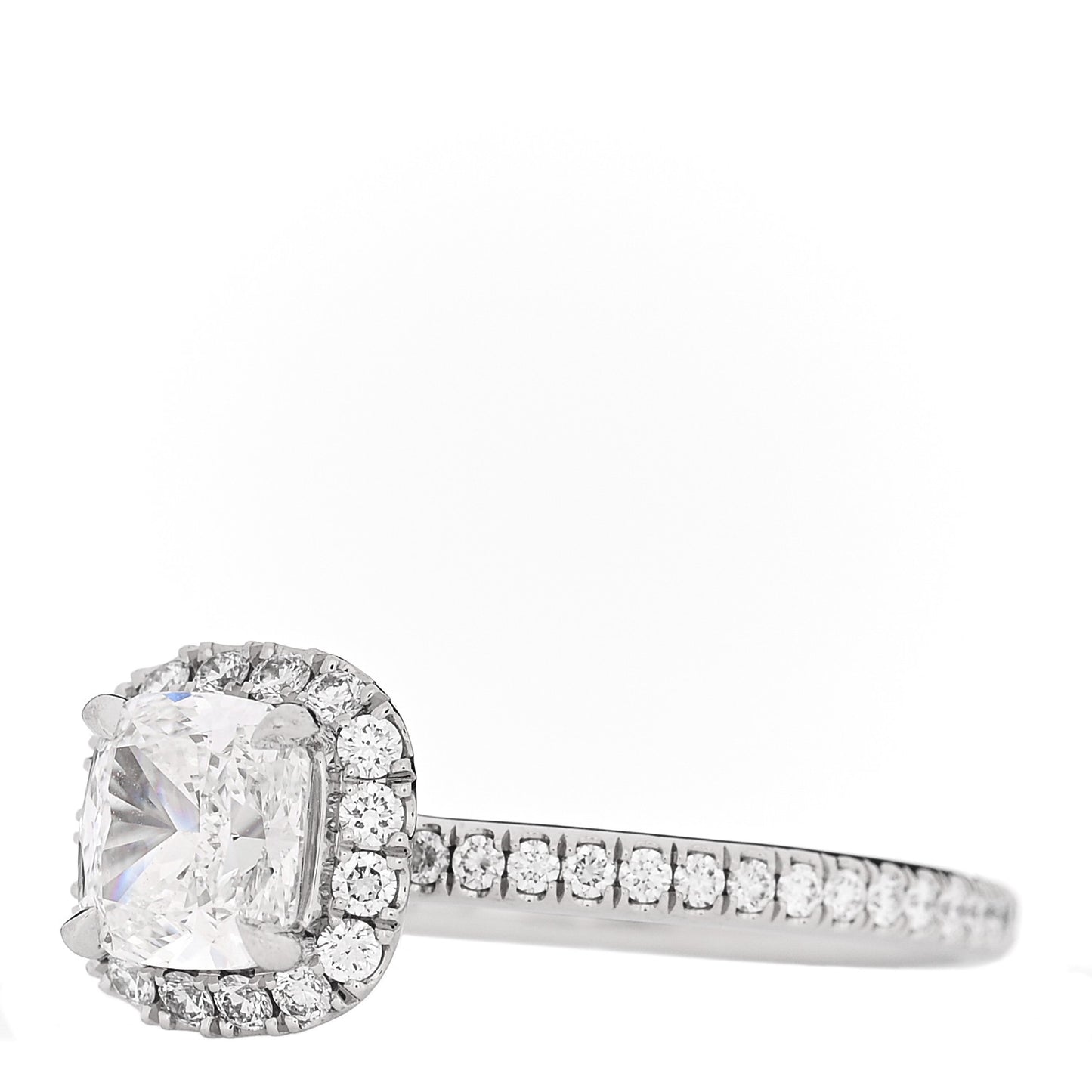 Platinum Diamond 1.01ct The One Cushion Cut Micropave Engagement Ring 53 6.25