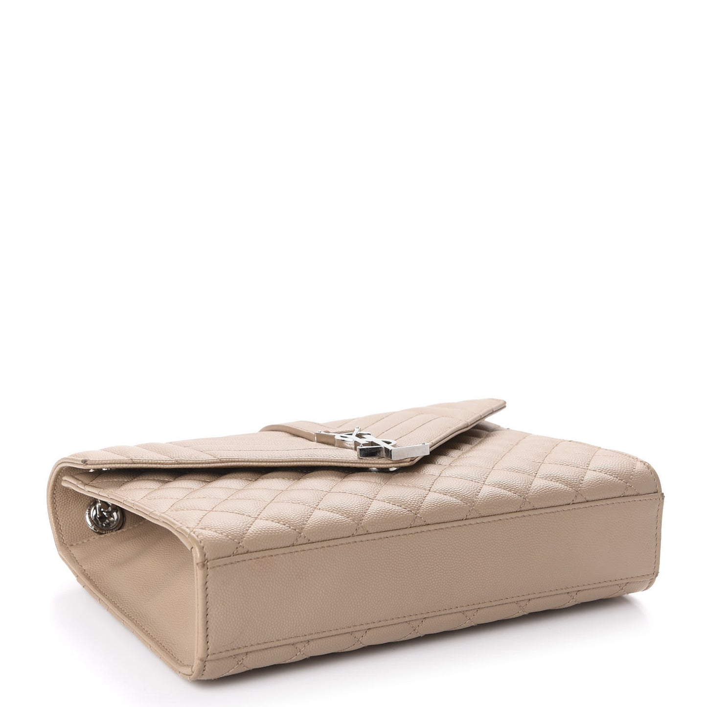 Grain De Poudre Textured Mixed Matelasse Medium Triquilt Monogram Satchel Taupe