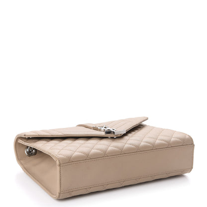 Saint Laurent Grain De Poudre Textured Mixed Matelasse Medium Triquilt Monogram Satchel Taupe 4 of 9