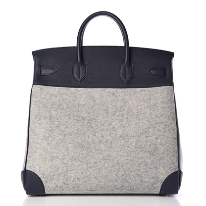 Hermes Togo Todoo Feutre HAC Birkin 40 Gris Clair Bleu Nuit 4 of 32