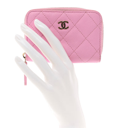 Chanel Caviar Quilted Zip Coin Purse Pink 3 of 12