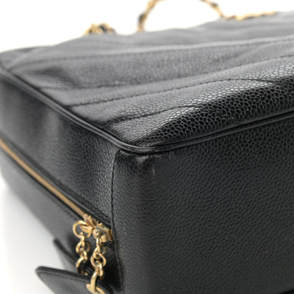 Chanel Caviar Chevron Quilted Camera Case Black 10 of 15