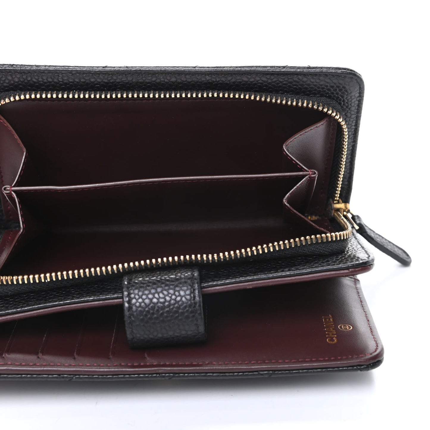 Caviar Quilted Zipped Pocket Wallet Black