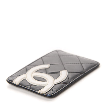 Chanel Calfskin Quilted Cambon Card Holder Black White 4 of 7