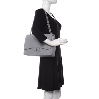 Chanel Iridescent Caviar Quilted Maxi Double Flap Grey 2 of 10