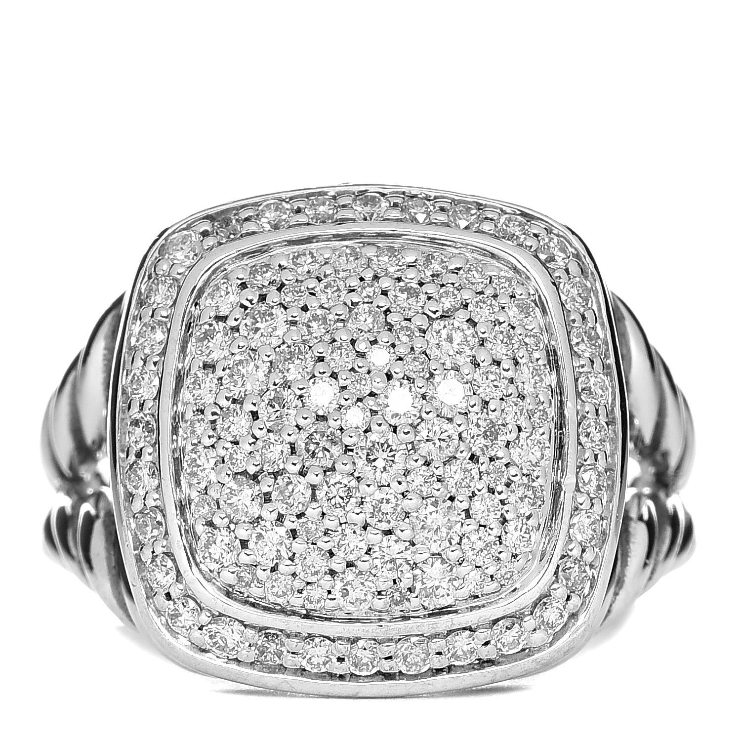 David Yurman Sterling Silver Diamond 11mm Albion Pave Ring 49 5 1 of 6