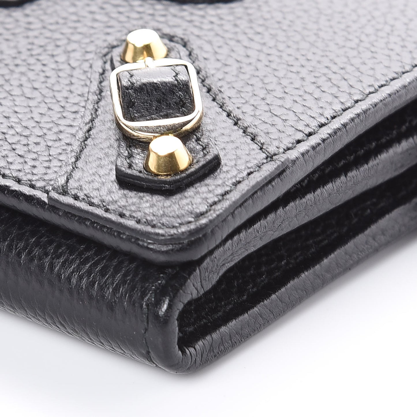 Grained Calfskin Classic Gold Hardware Money Wallet Black