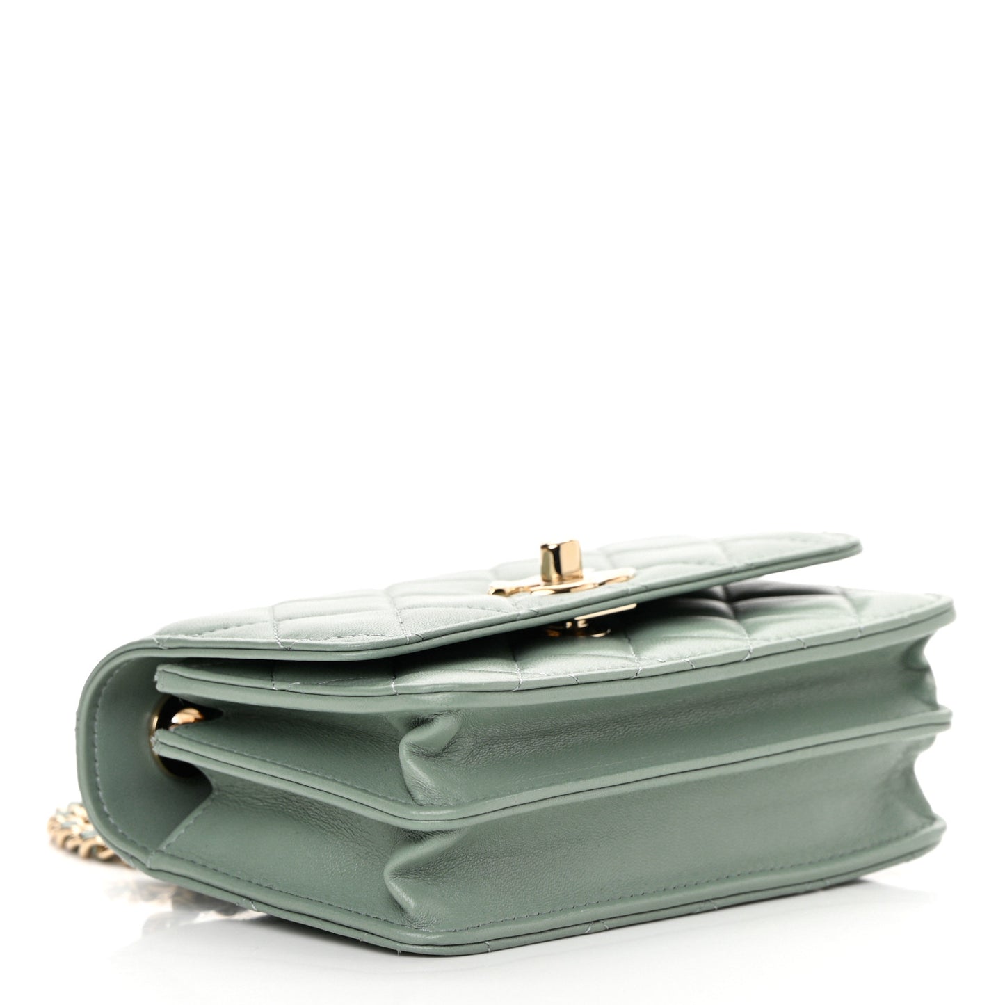 Lambskin Quilted Mini Trendy CC Wallet On Chain WOC Grey