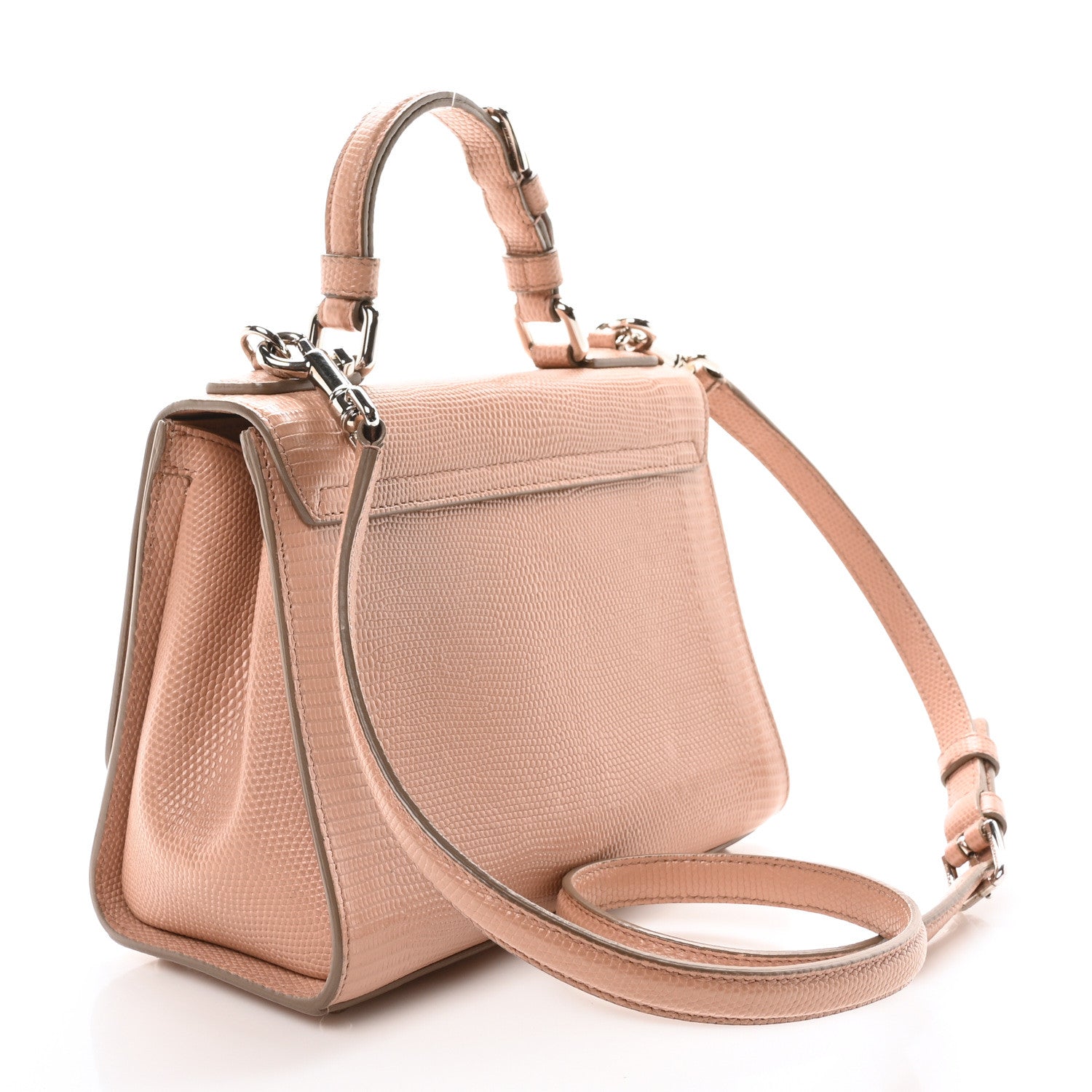 Dolce & Gabbana Lizard Calfskin Embossed Small Monica Top Handle Bag Pink 3 of 9