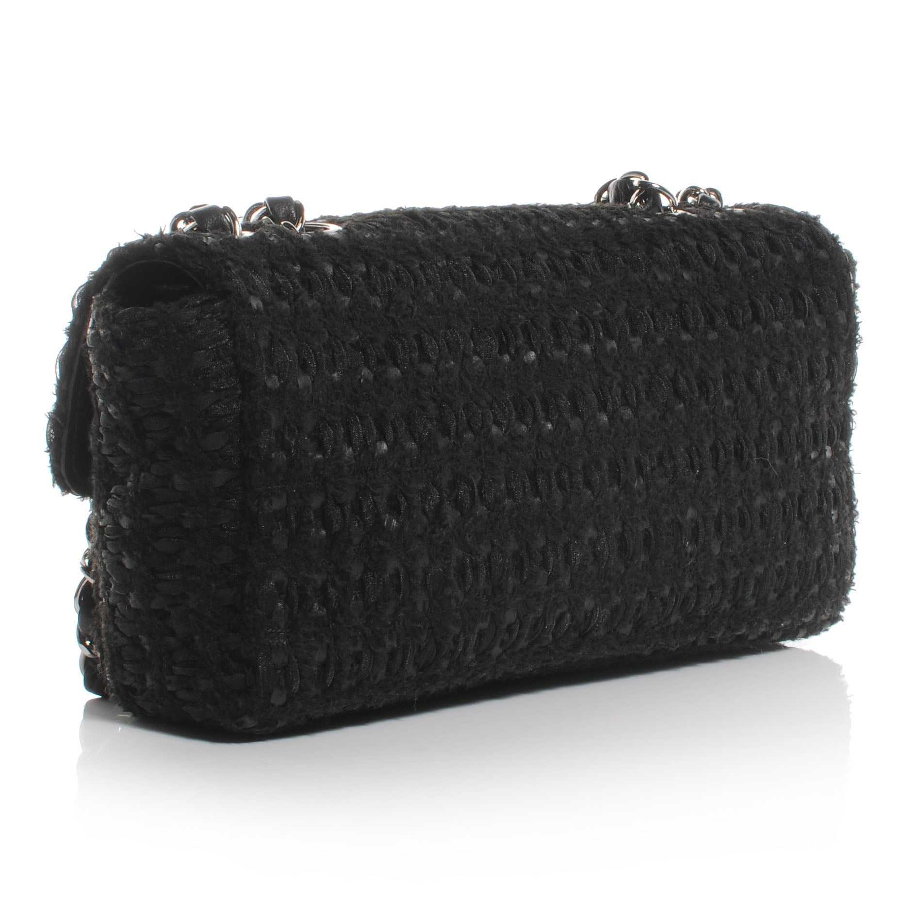 Chanel Tweed East West Flap Black 3 of 7