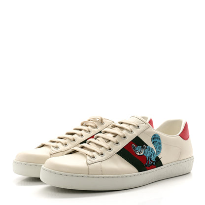 Gucci X FREYA HARTAS Calfskin Miro Soft Web Mythical Creature Embroidered Mens Ace Sneakers 9.5 New Mystic White 3 of 9