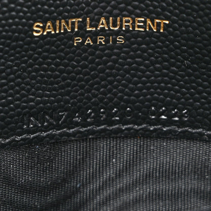 Saint Laurent Grain De Poudre Matelasse Chevron Monogram Envelope Chain Wallet Black 7 of 11