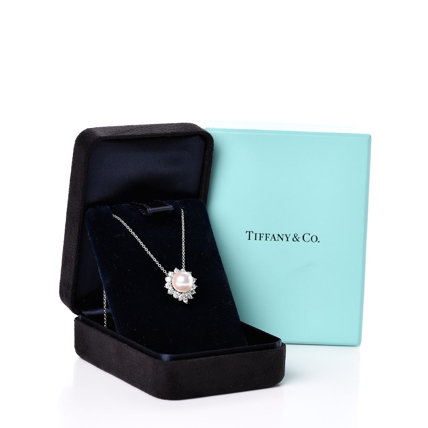Tiffany Platinum Pearl Diamond Victoria Pendant Necklace 7 of 7