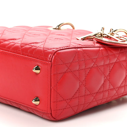 Christian Dior Lambskin Cannage Small Lucky Badges My Lady Dior Red 10 of 11