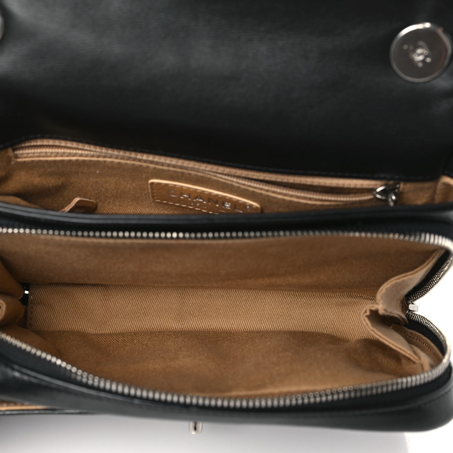 Aged Calfskin Quilted Express Zip Around Flap Black