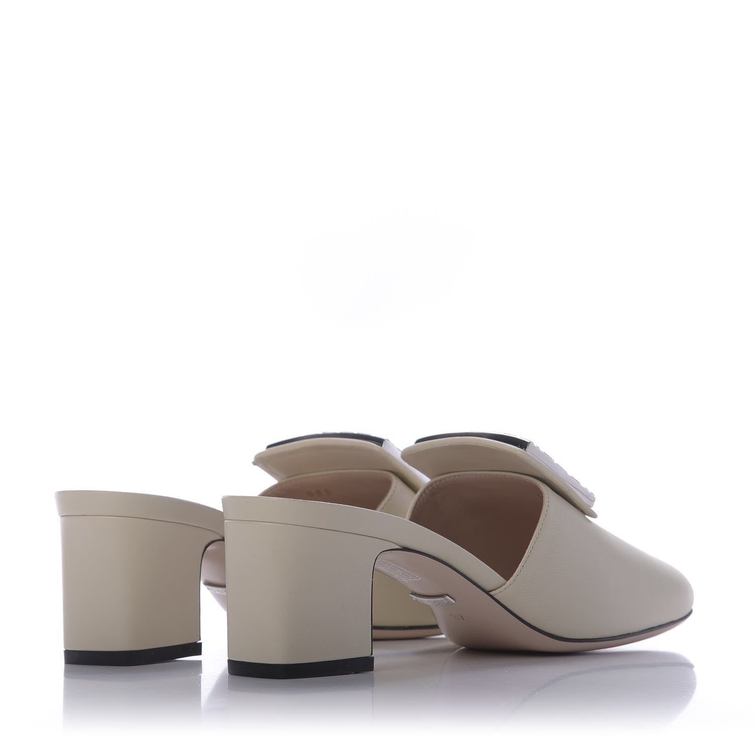 Gucci Malaga Kid Crystal Square G Madelyn Mules 37 Vintage White 4 of 12
