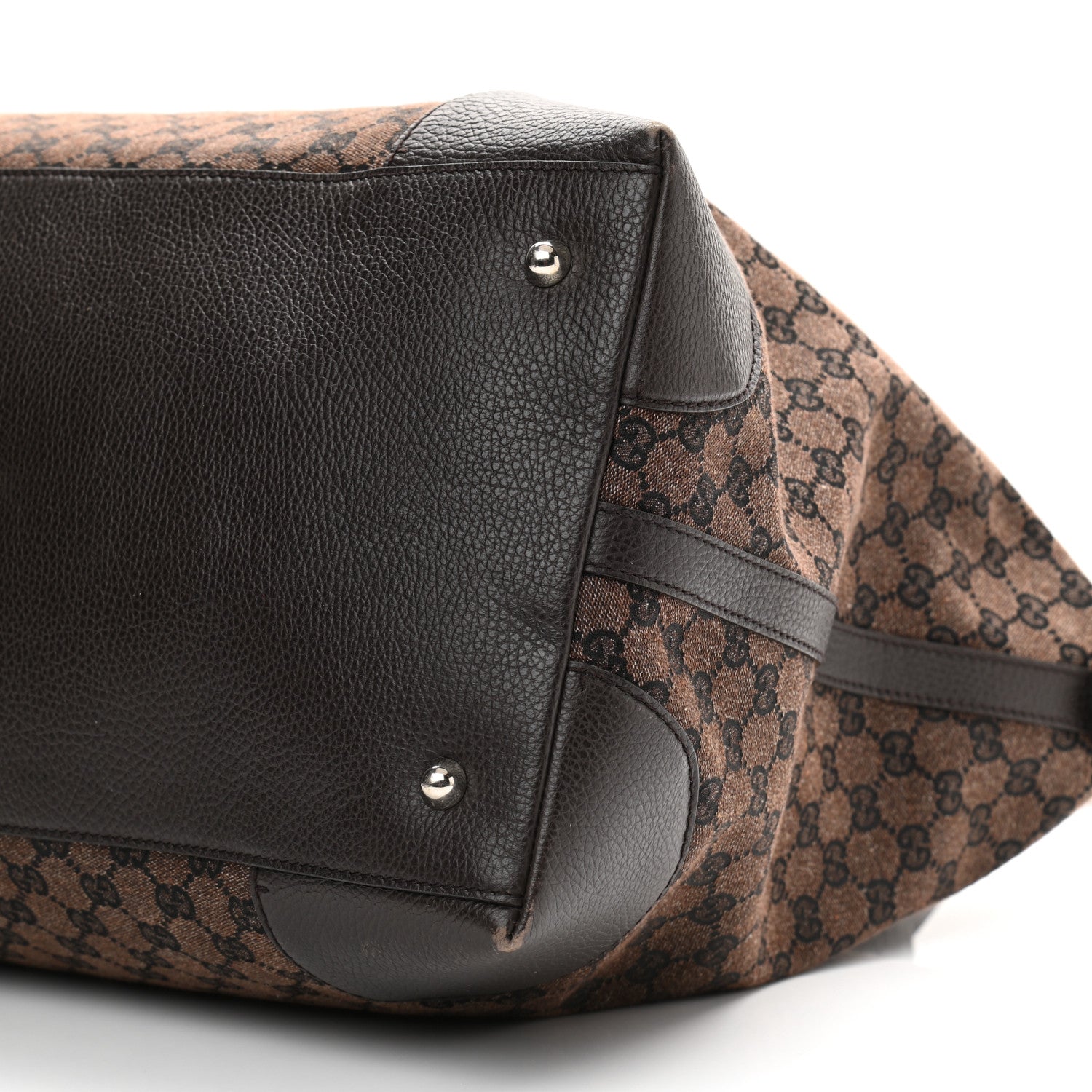 Gucci Denim Monogram Large Tote Dark Brown 10 of 16