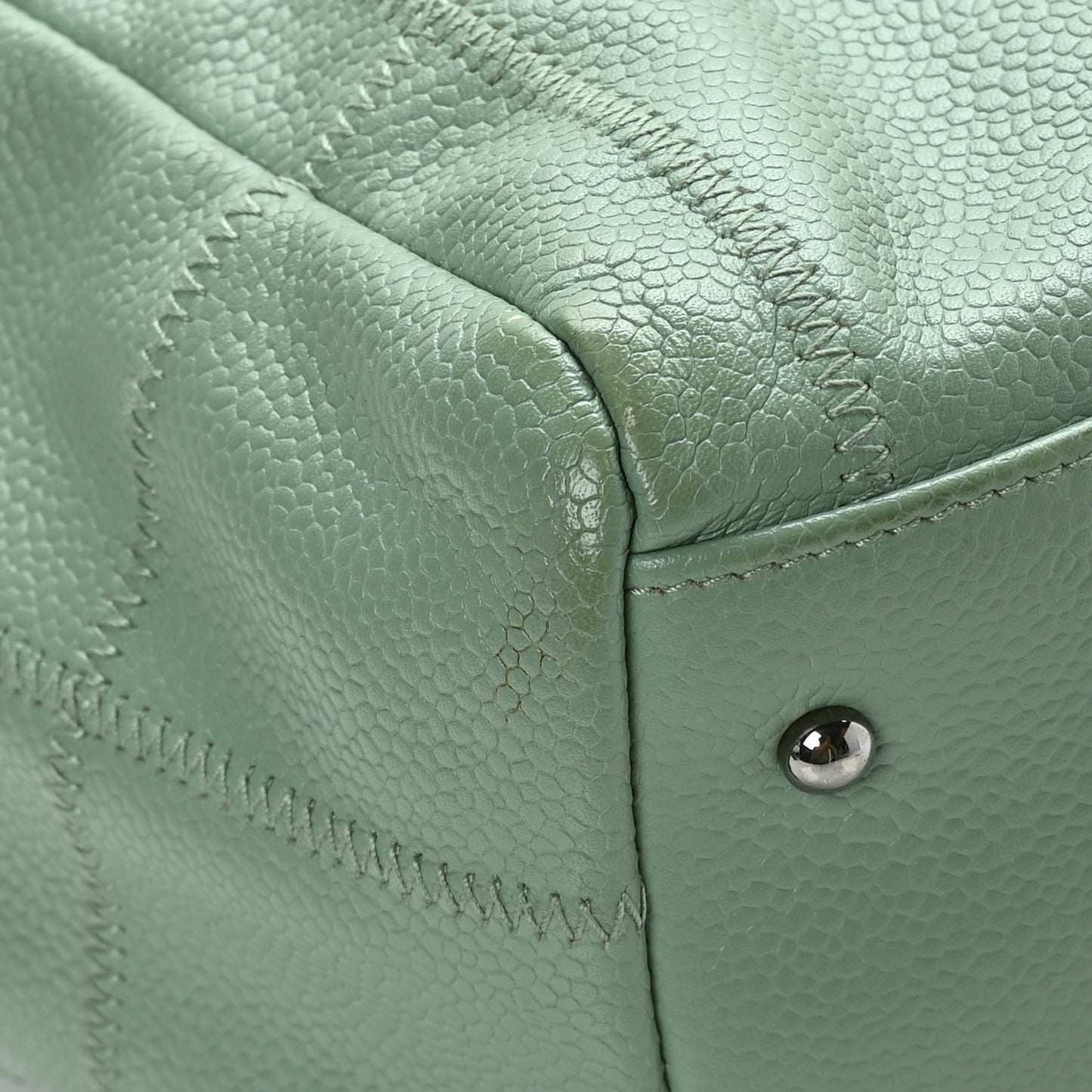Caviar Square Stitched Bowler Light Green