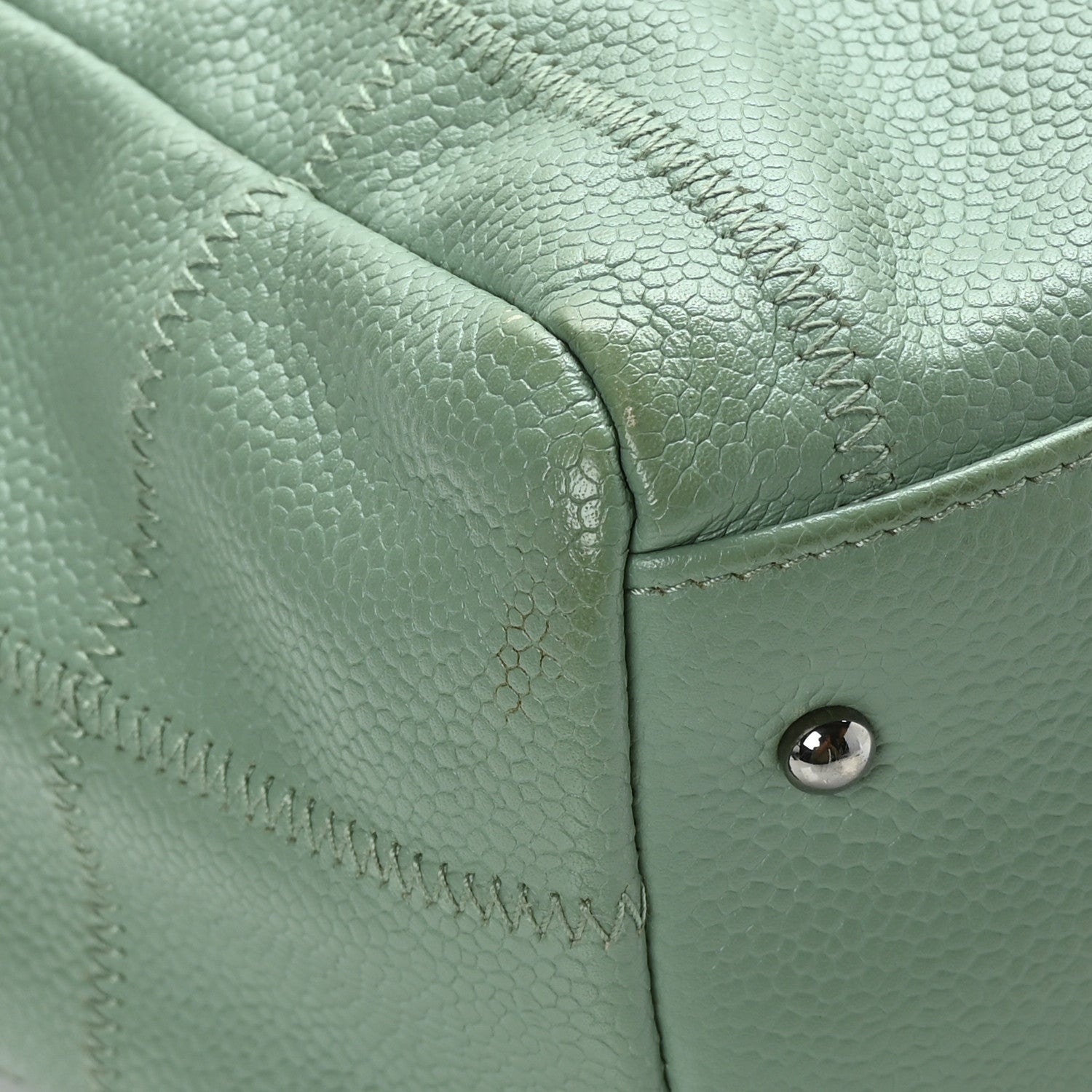 Chanel Caviar Square Stitched Bowler Light Green 10 of 13