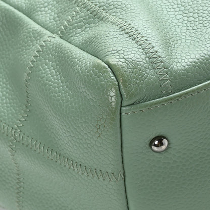 Chanel Caviar Square Stitched Bowler Light Green 10 of 13
