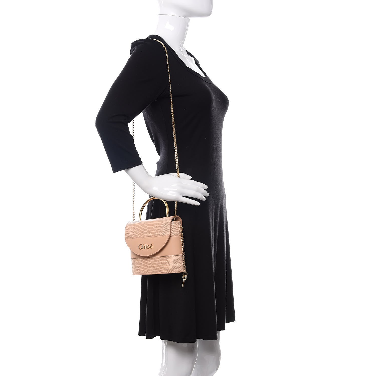 Chloe Calfskin Lizard Embossed Small Aby Lock Delicate Pink 2 of 11