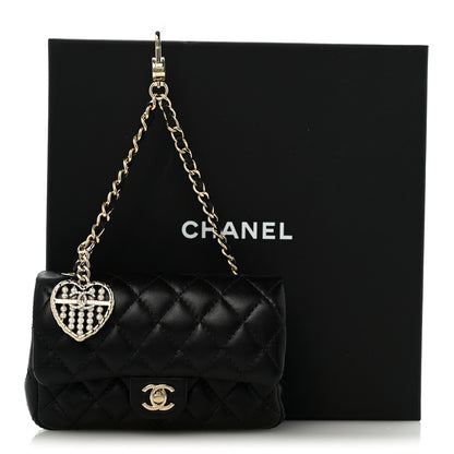 Chanel Lambskin Quilted Mini Flap Bag Charm With Hook Black 7 of 7