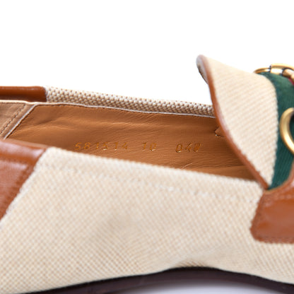 Gucci Canvas Web Mens Brixton Horsebit Loafers 10 Sand Light Cuir 8 of 9