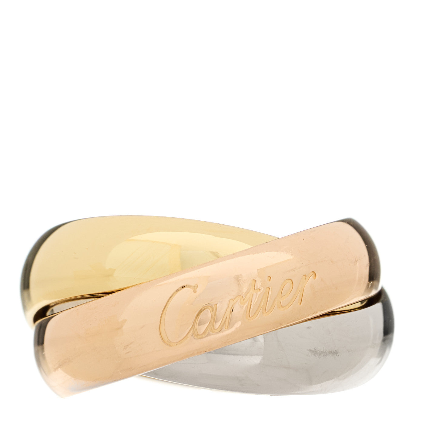 Cartier 18K Pink Yellow White Gold Large Trinity Ring 50 5.5 1 of 5