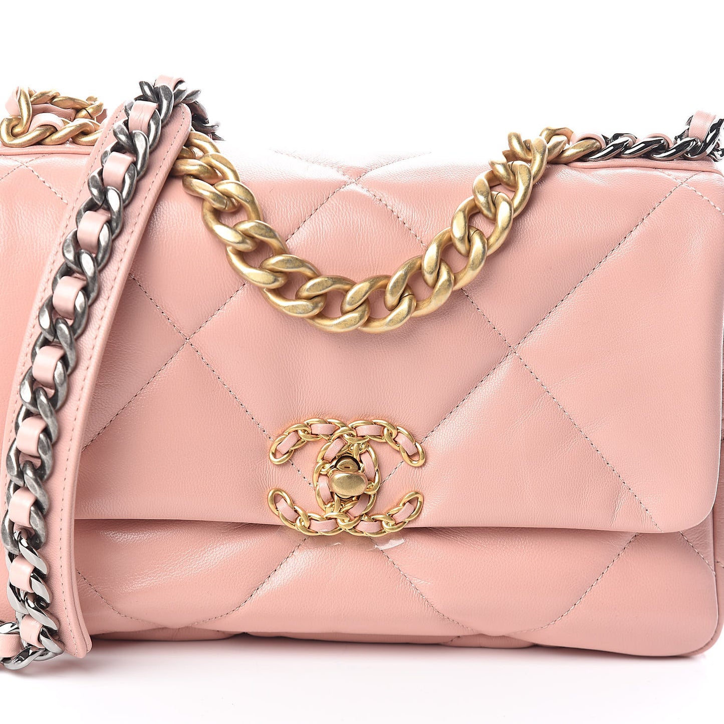 Goatskin Quilted Medium 19 Flap Light Pink