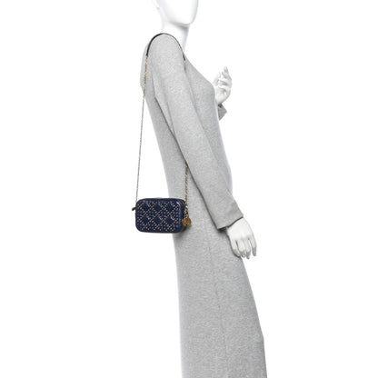 Christian Dior Lambskin Cannage Studded Lady Dior Camera Case Pouch Blue 2 of 11