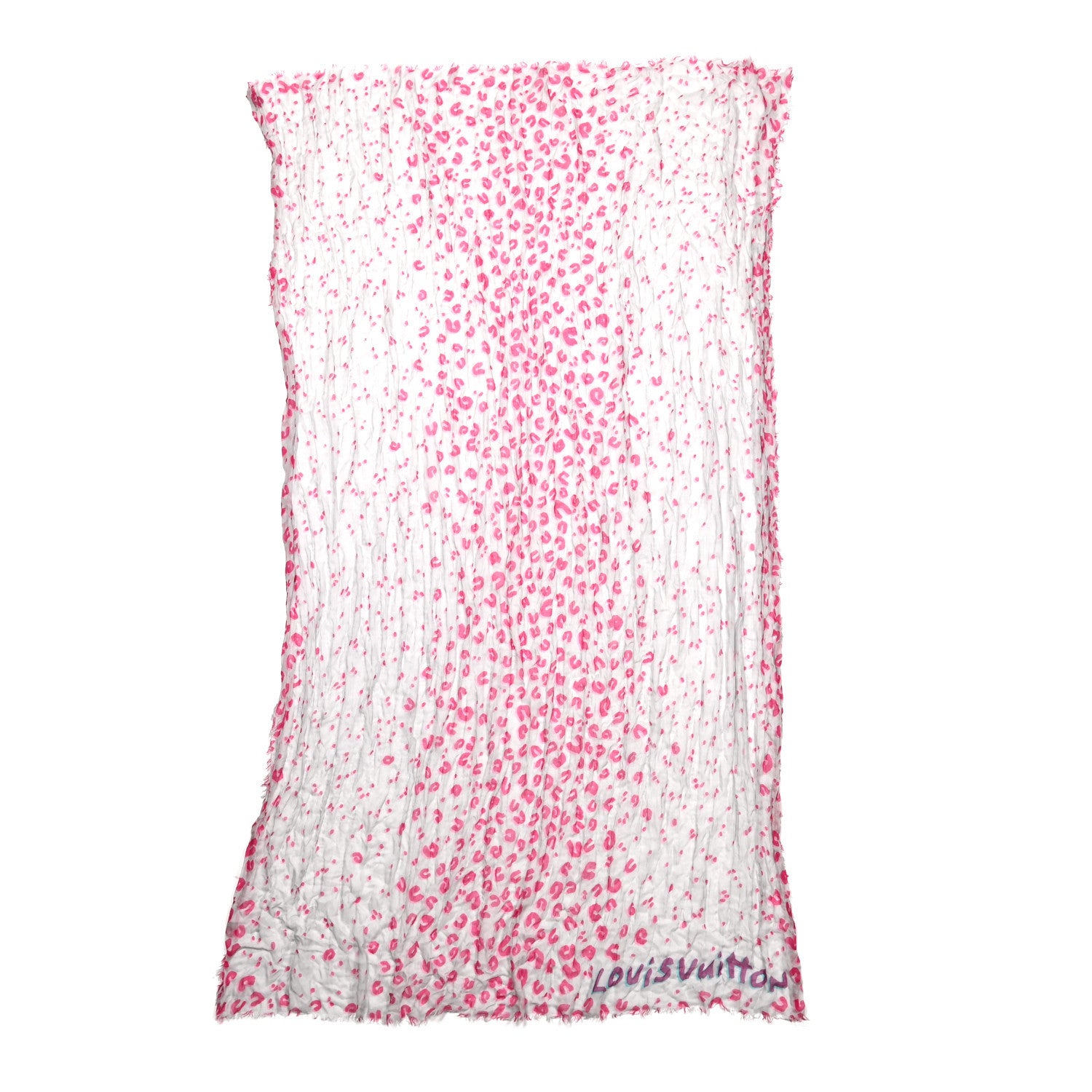 Louis Vuitton Cashmere Silk Sprouse Leopard Scarf White Pink 1 of 4