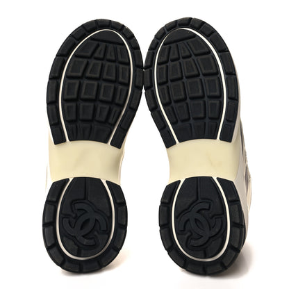 Chanel Fabric Laminated Calfskin Stretch CC Sneakers 39.5 White Gold Silver 5 of 9