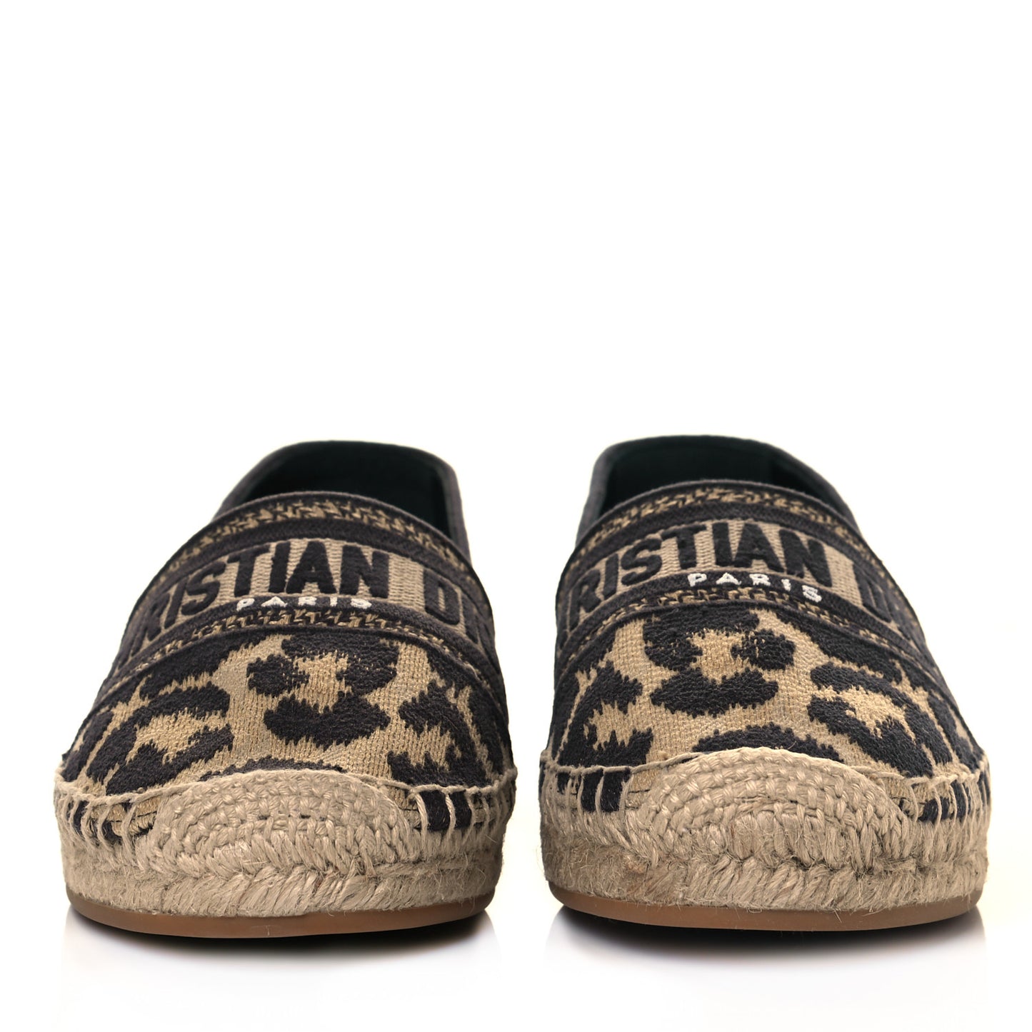 Cotton Embroidered Leopard Print Granville Espadrille 37 Natural