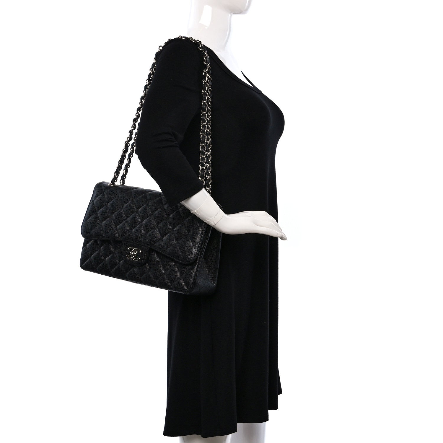 Chanel Caviar Quilted Jumbo Double Flap Black 2 of 10