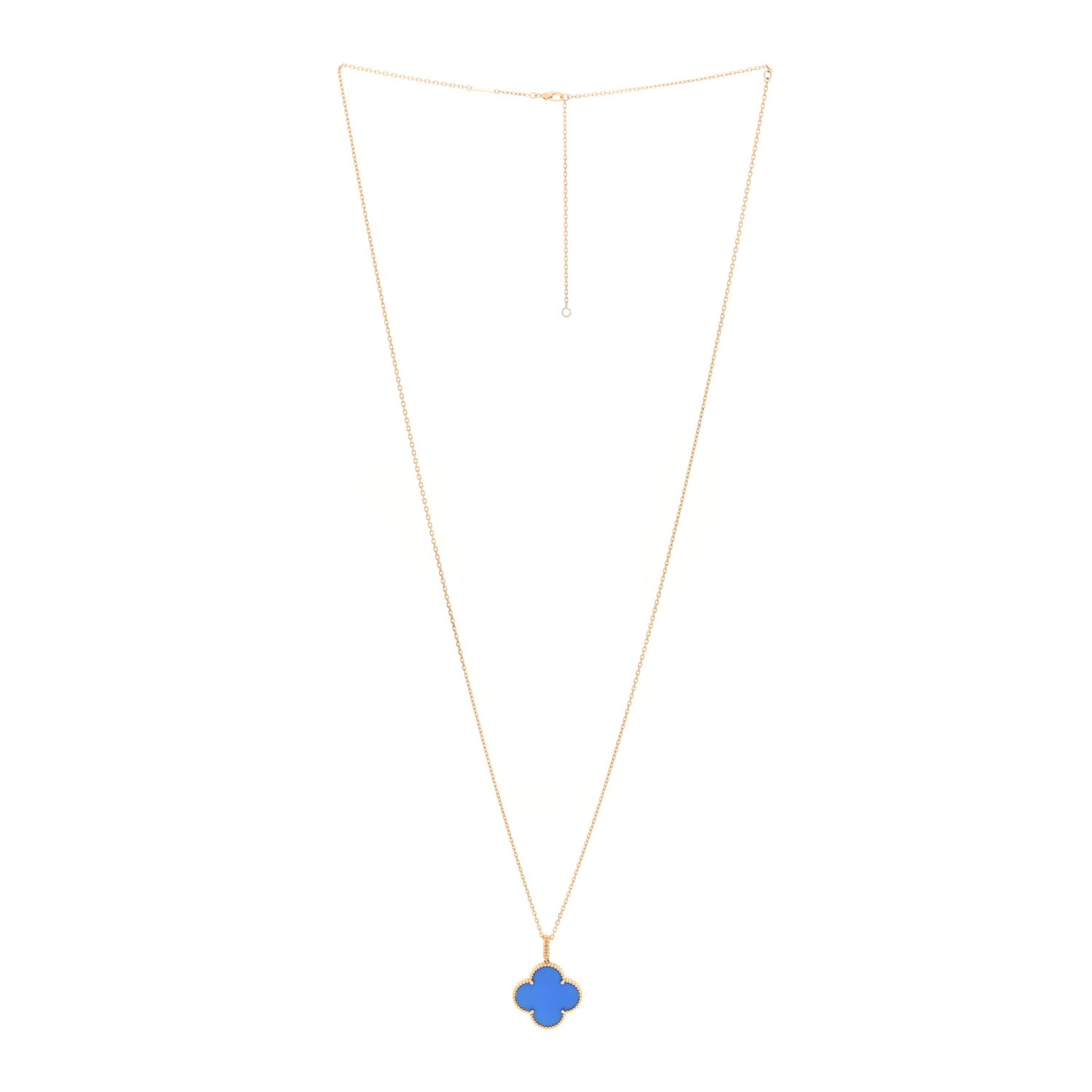 18K Yellow Gold Blue Agate Magic Alhambra Long Necklace