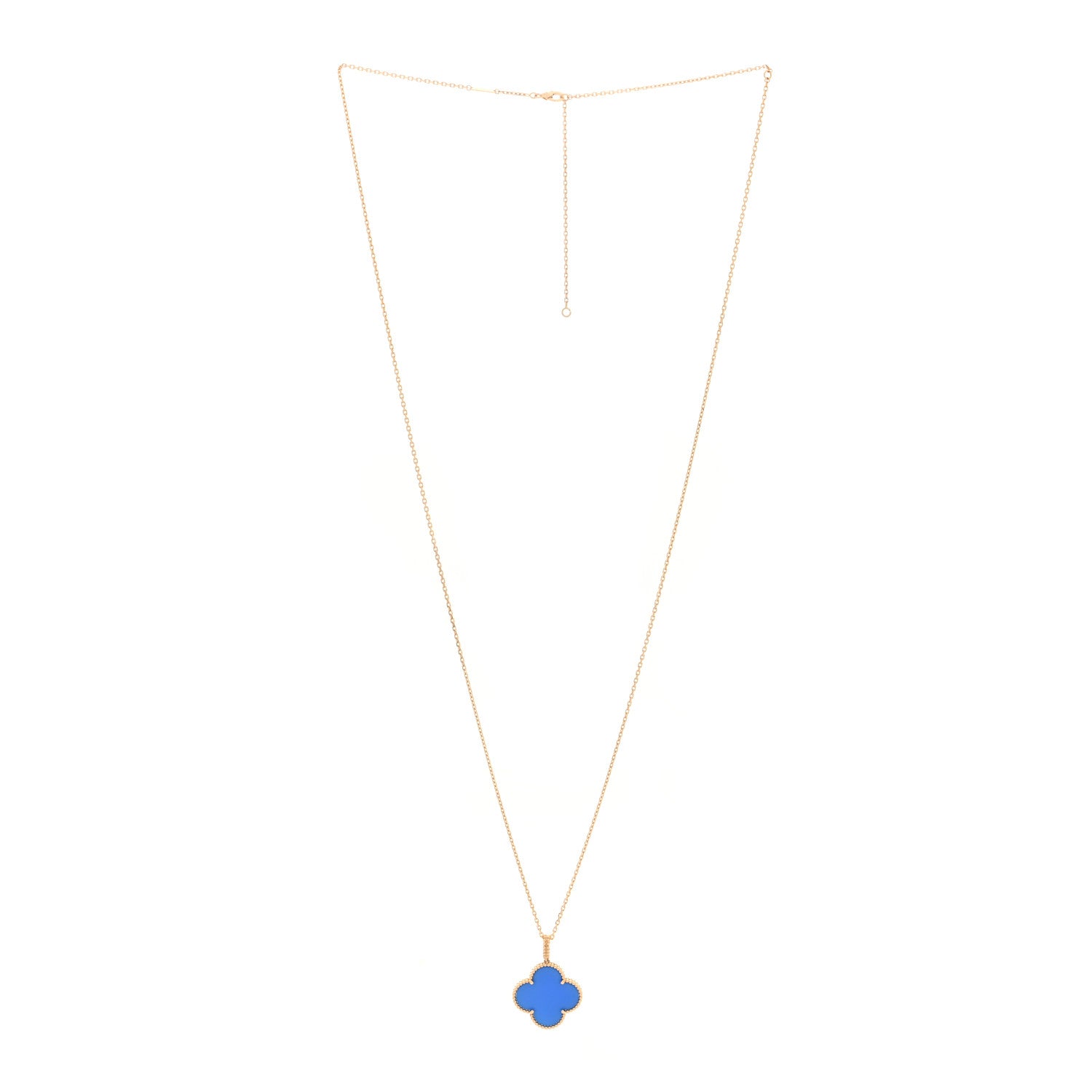 Van Cleef & Arpels 18K Yellow Gold Blue Agate Magic Alhambra Long Necklace 3 of 5