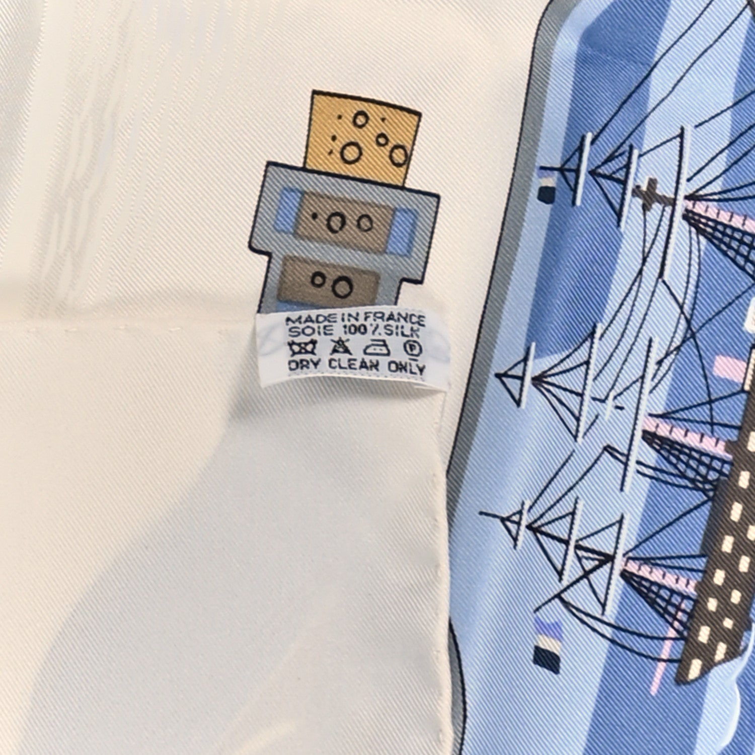 Hermes Silk Bouteilles A La Mer Scarf 90 White Aqua Bleu Lavande 3 of 3