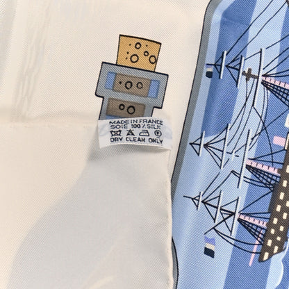 Hermes Silk Bouteilles A La Mer Scarf 90 White Aqua Bleu Lavande 3 of 3