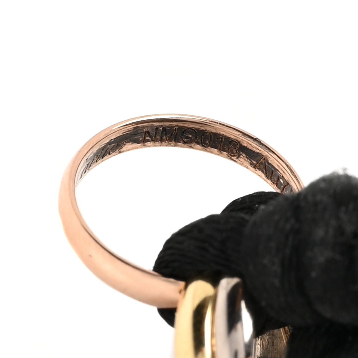18K Pink Yellow White Gold Trinity Adjustable Cord Bracelet Black