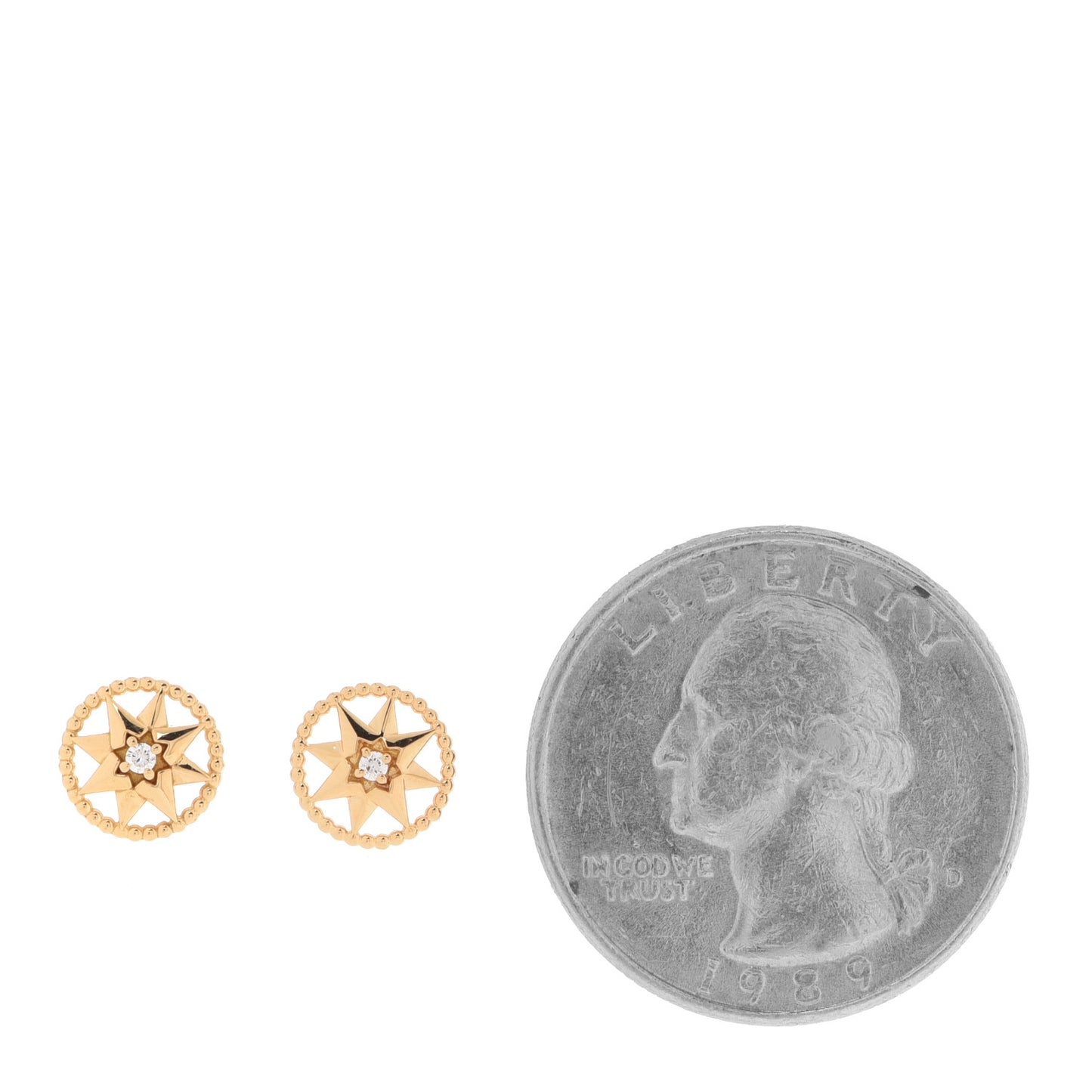 18K Yellow Gold Diamond XS Rose Des Vents Earrings