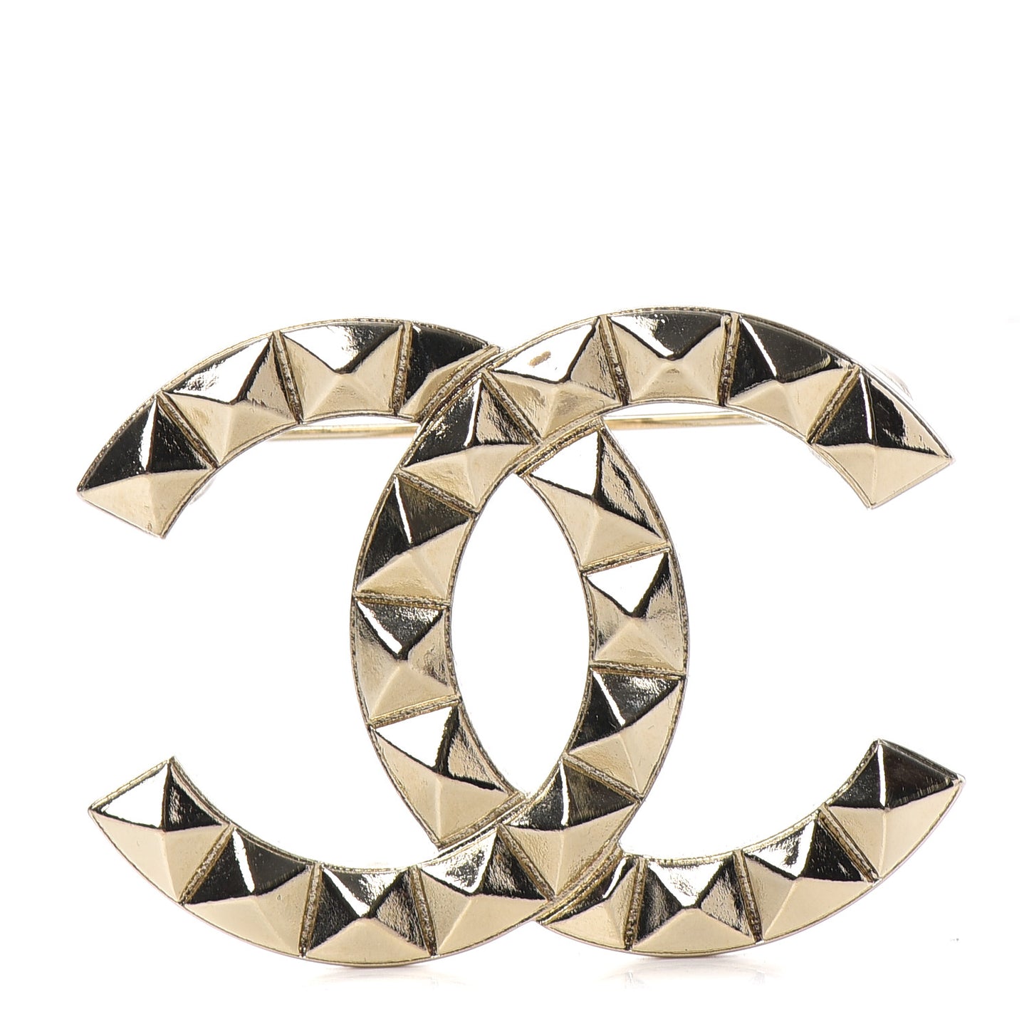 Studded CC Pin Brooch Gold