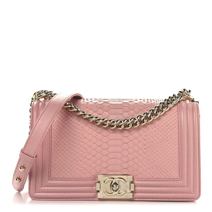 Chanel Snakeskin Medium Boy Flap Light Pink 1 of 11